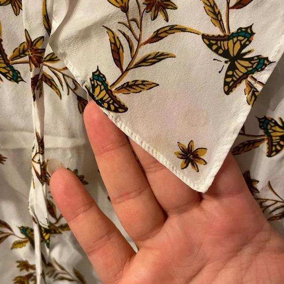 SANDRO BUTTERFLY PRINT RUFFLE BLOUSE - Picture 7 of 9